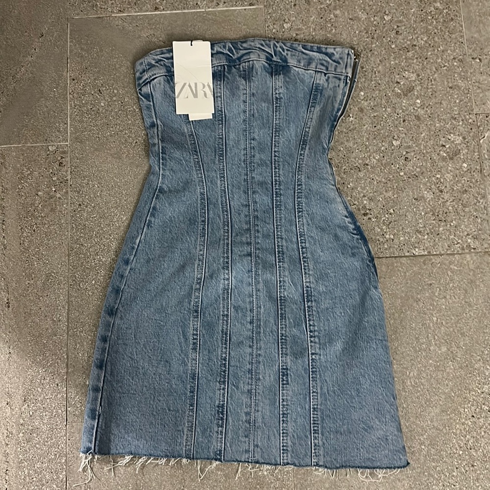 Zara Denim Strapless Dress